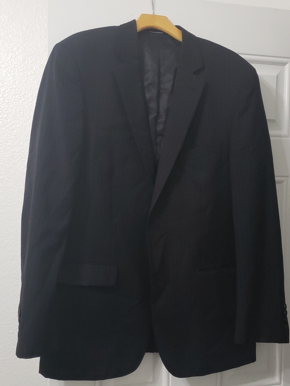 Men's Pronto Uomo Platinum Size 43 Long Black 100% Wool Suit Jacket Blazer